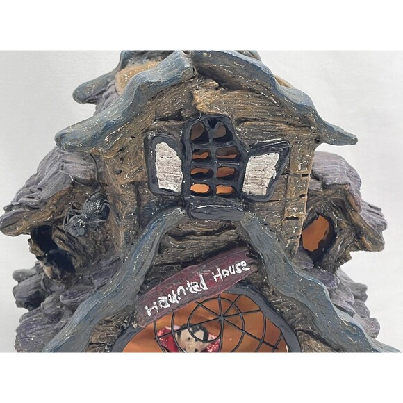 VINTAGE HALLOWEEN HAUNTED BAT HOUSE Ceramic Candle Holder  RARE - Picture 6 of 16
